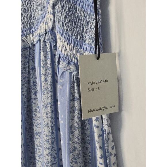 Sweet Japna Surplice Smocked Wide Leg  Jumpsuit Size Small Blue White NWT - Picture 5 of 7